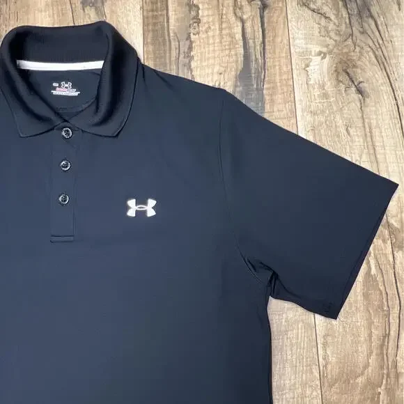Under Armour HeatGear Performance Polo Golf Shirt Mens Small Fit Black Active. - Picture 5 of 13